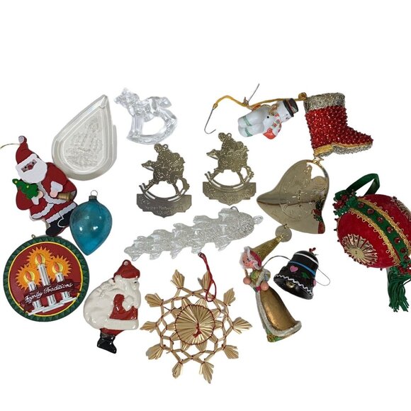 Christmas Ornament Lot Vintage Handmade 16 Piece Assortment Unique